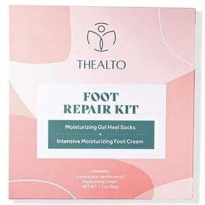 Thealto Foot Repair Kit Gel Heel Socks & Cream Cracked Heel Moisturizer NEW